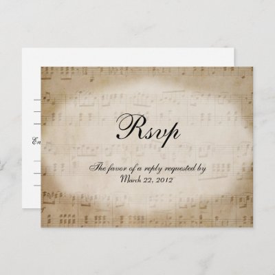 Sheet Music RSVP Dinner Choices Postcard