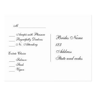 Sheet Music RSVP Dinner Choices Postcard