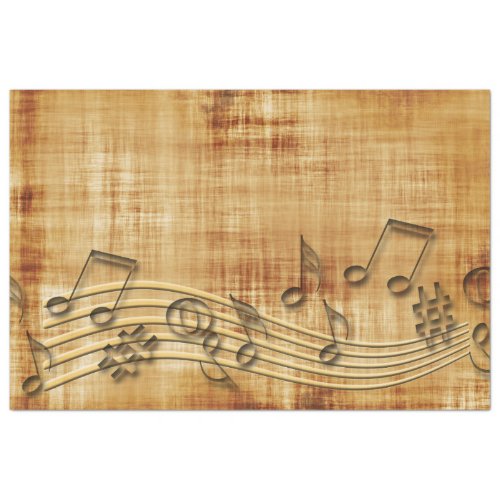 Sheet Music Rustic Gold Background Decoupage