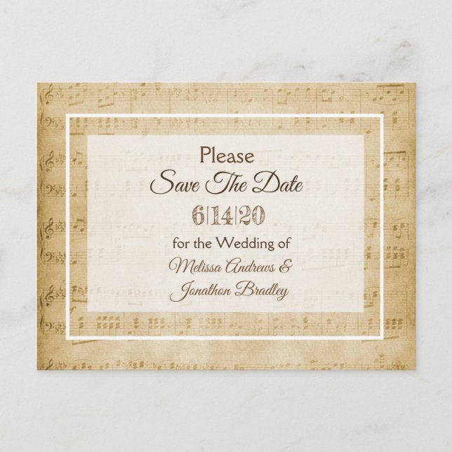 Sheet Music Save the Date Postcard (Front)