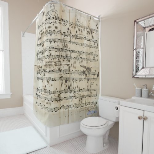 sheet music shower curtain