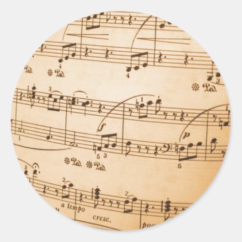 Sheet Music Template Create Your Own Custom Gifts Classic Round Sticker