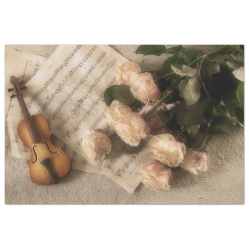 Sheet Music Violin Flowers Romantic Decoupage