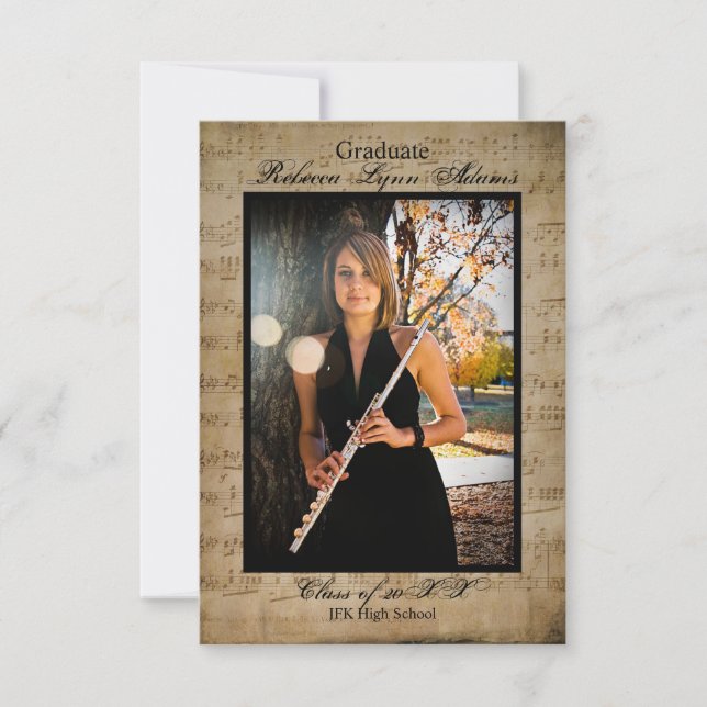 Sheet Music w/Photos - 3x5Graduation Announcement (Front)