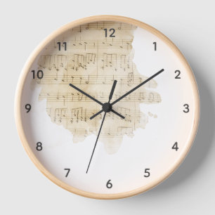 Sheet Music Watercolor Vintage Clock