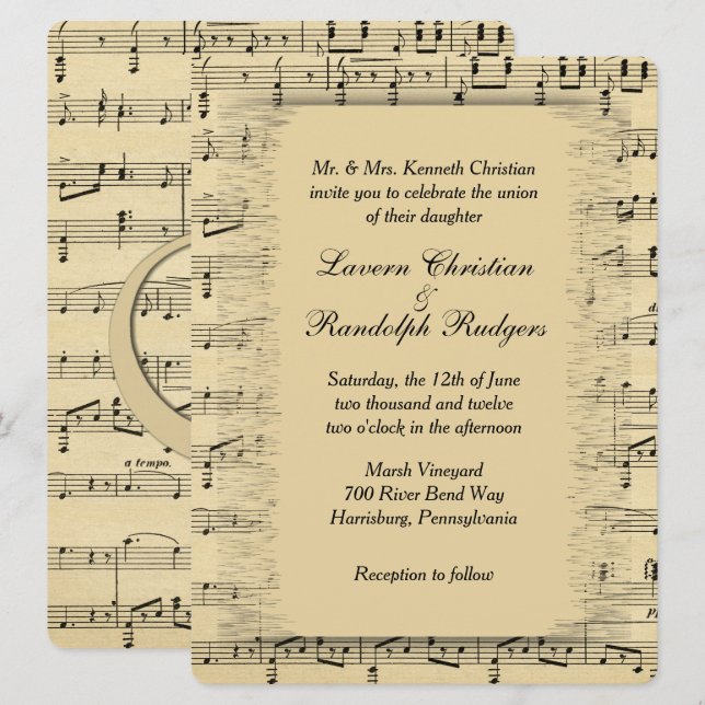 Sheet Music Wedding Invitation (Front/Back)
