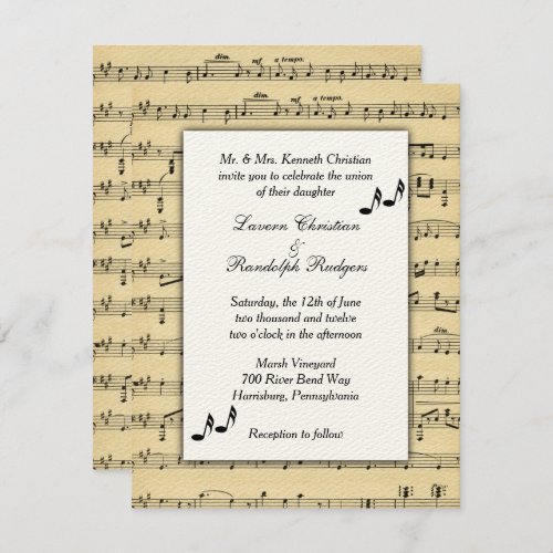 Sheet Music Wedding Invitation