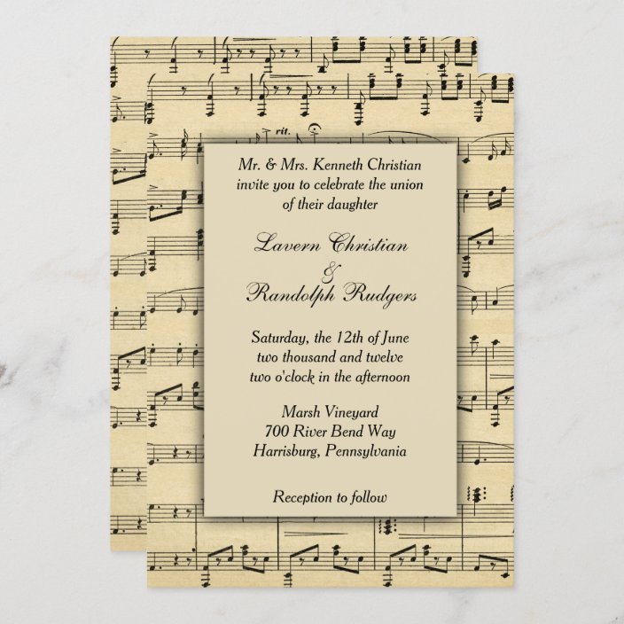 Sheet Music Wedding Invitation