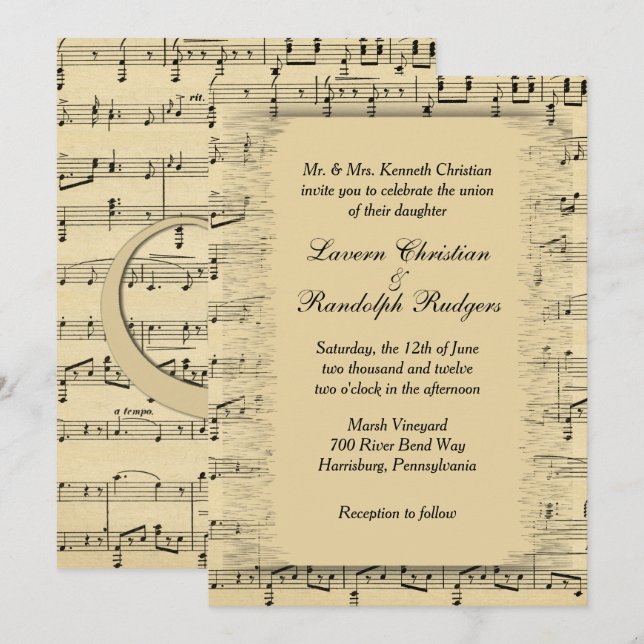 Sheet Music Wedding Invitation (Front/Back)
