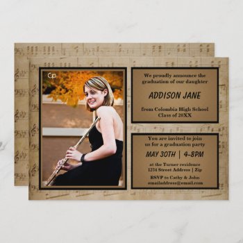 Sheet Music With Photo - Grad Announcement by Midesigns55555 at Zazzle