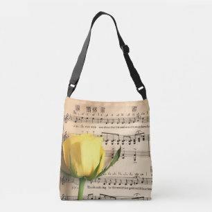 Sheet Music Yellow Rose Crossbody Bag