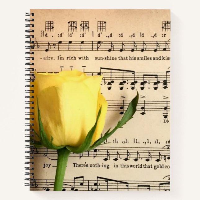Sheet Music Yellow Rose Notebook (Front)