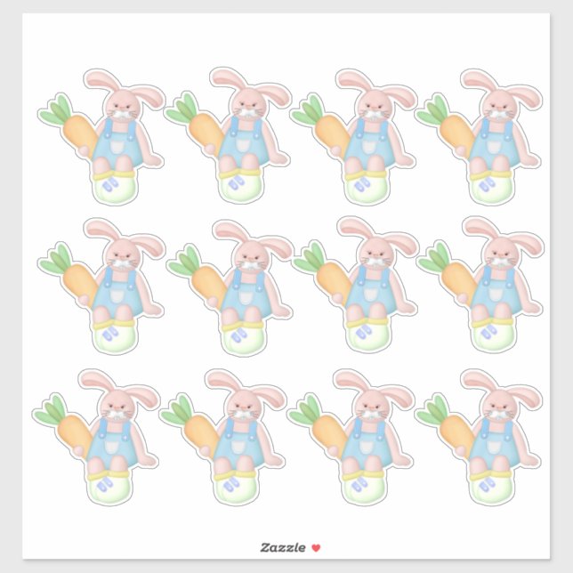 Sheet of 12  Easter Bunnies Sticker (Sheet)