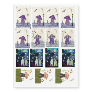 Sheet of 15 Fanciful Temporary Tattoos