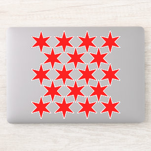 Sheet of 18 Red Chicago Flag Stars Vinyl Stickers