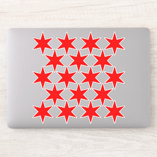 Sheet of 18 Red Chicago Flag Stars Vinyl Stickers