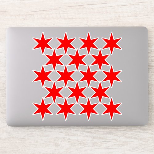 Sheet of 18 Red Chicago Flag Stars Vinyl Stickers