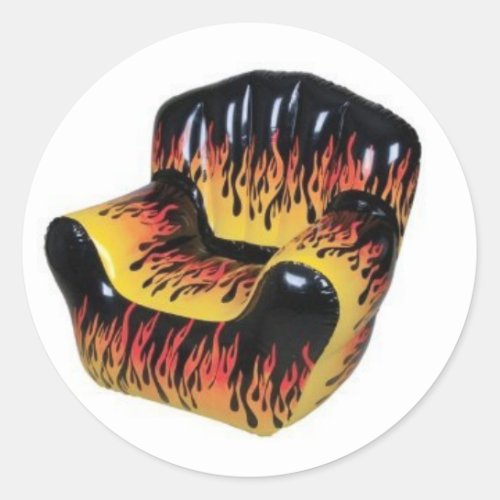 Sheet of 20 FIRE FLAME Blow up chair stickers Classic Round Sticker