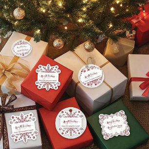 Sheet of 25 2"X2" Personalized snowflake gift tag Sticker