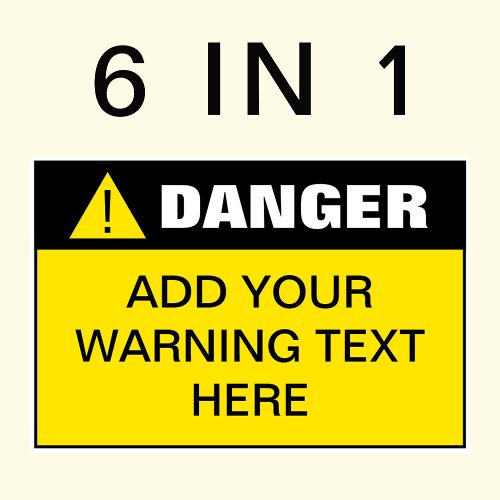 Sheet of 6 Yellow Danger Label Stickers