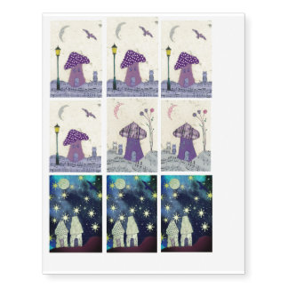 Sheet of Nine Fanciful Temporary Tattoos