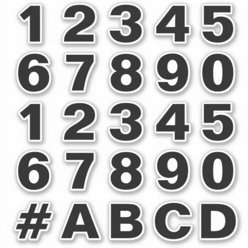 Sheet of Numbers in Black and White Stickers