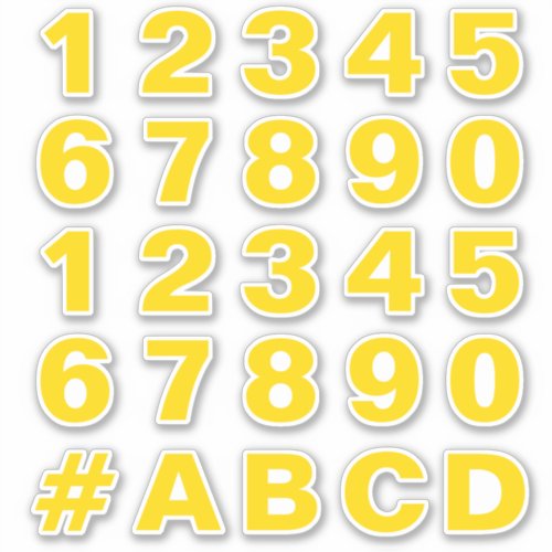 Sheet of Numbers in Gold and White Stickers