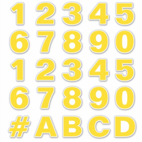 Sheet of Numbers in Gold and White Stickers