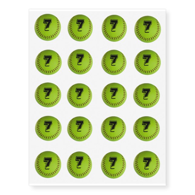 Sheet of Temporary tattoos for softball players (Front)