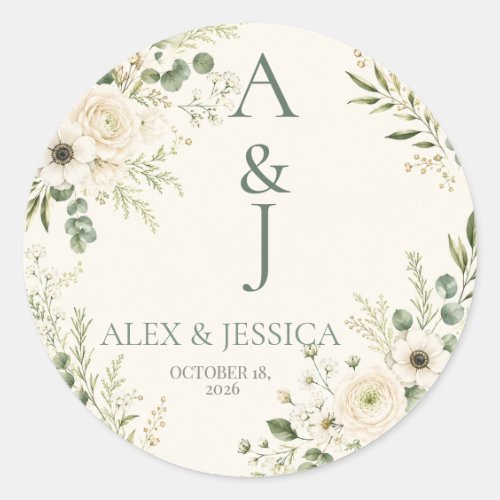 Sheet:Personalized Botanical Wedding Initials Seal