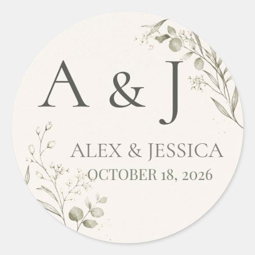 Sheet:Personalized Minimalist Wedding Envelope Classic Round Sticker