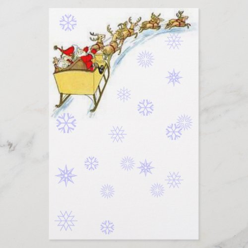 Sheetpaper Vintage Santa Flying Reindeer Sleigh Stationery