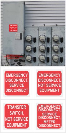 CLICK THE IMAGE to see Sheets of 6 Emergency and Service Disconnect Stickers