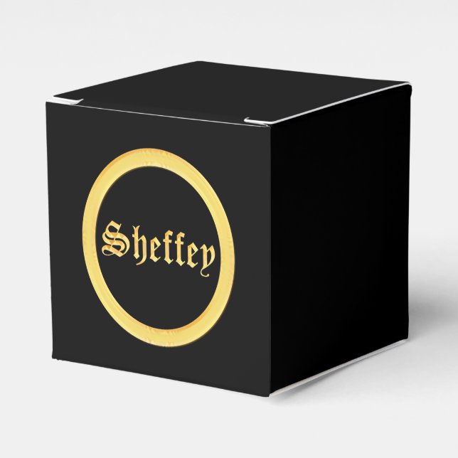 Sheffey Fonts - Black and Gold Monogram Favor Boxes (Front Side)