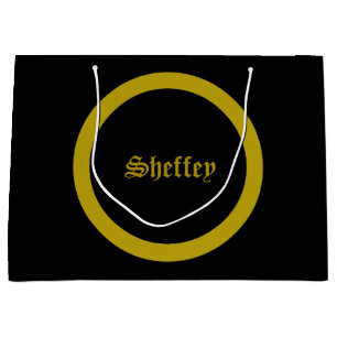 Sheffey Fonts - Black and Gold Monogram Large Gift Large Gift Bag