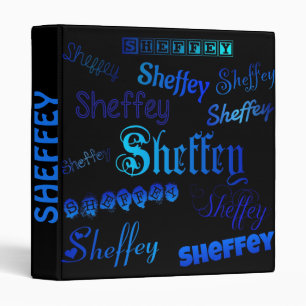 Sheffey fonts in Shades of Blue On Black Binder