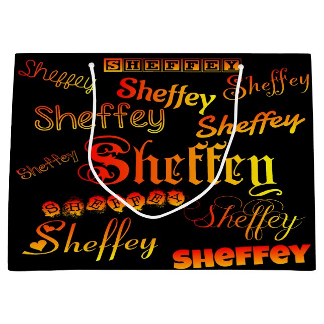 Sheffey Fonts - Orange, Red and Yellow Large Gift Bag (Front)