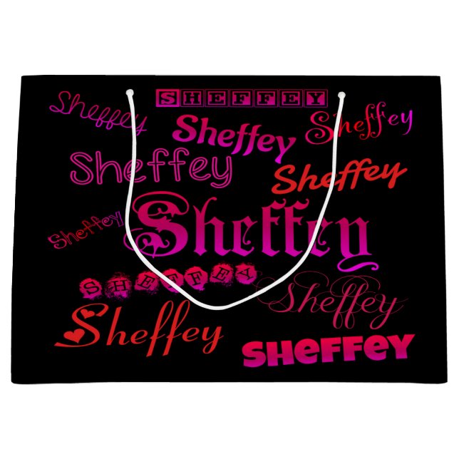 Sheffey Fonts - Pink and Red Large Gift Bag (Front)