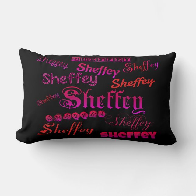 Sheffey Fonts - Pink and Red Lumbar Pillow (Front)