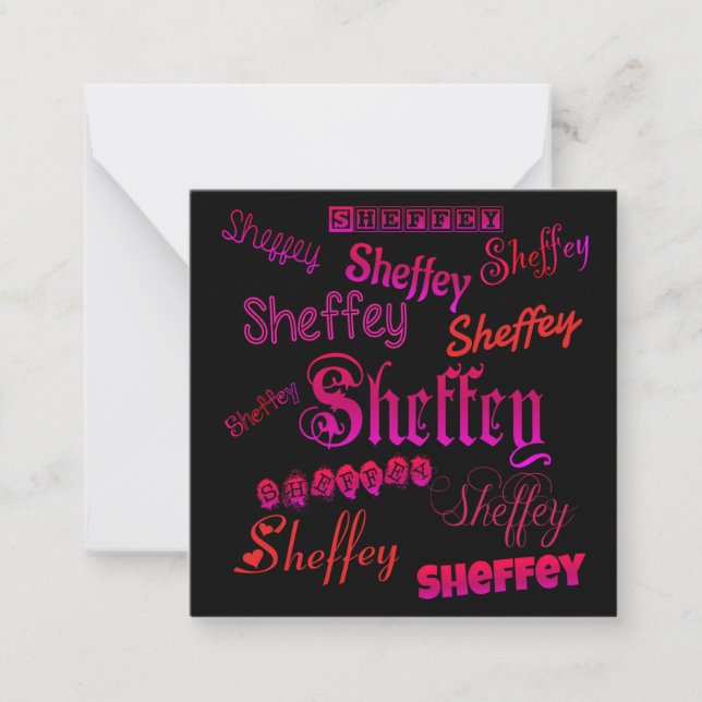 Sheffey Fonts - Pink and Red Note Card (Front)