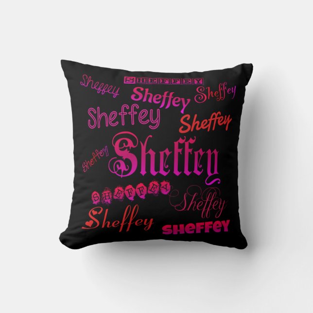 Sheffey Fonts - Pink and Red Throw Pillow (Front)