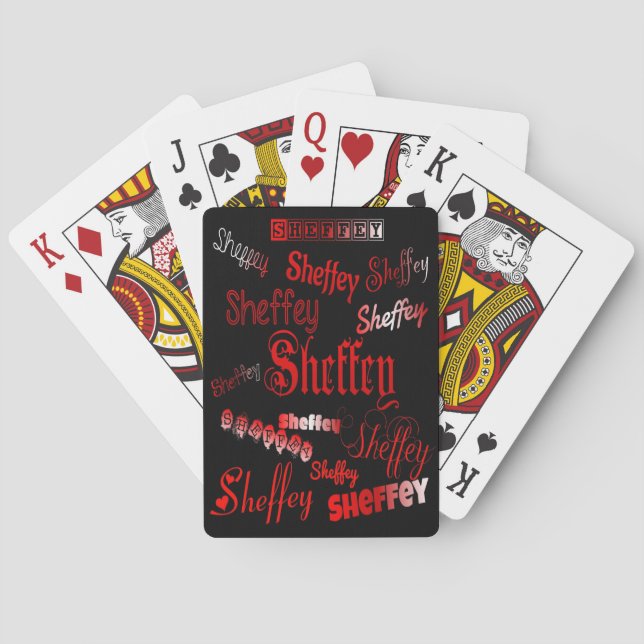 Sheffey Fonts - Shades of Red on Black Poker Cards (Back)