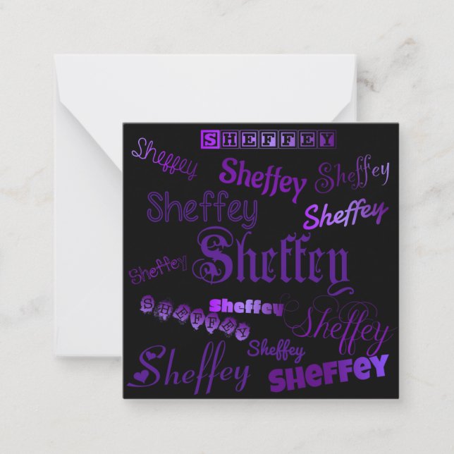 Sheffey Purple Fonts Note Card (Front)