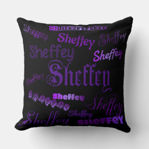 Sheffey Purple Fonts Throw Pillow