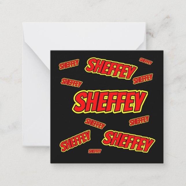 Sheffey Red Comic Font Note Card (Front)