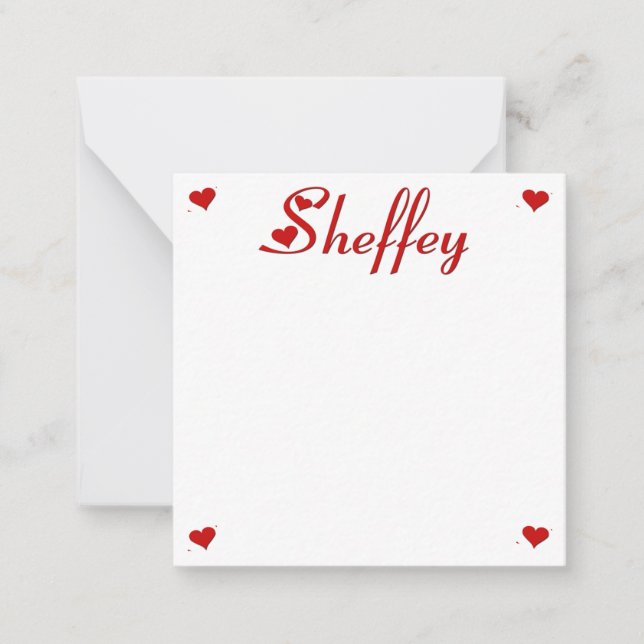 Sheffey with two red hearts  note card (Front)