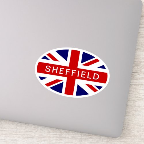 Sheffield British Union Jack flag oval vinyl Sticker