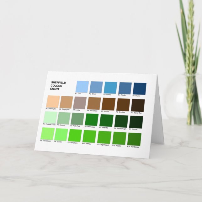 Sheffield Color Chart Greeting Card (Front)