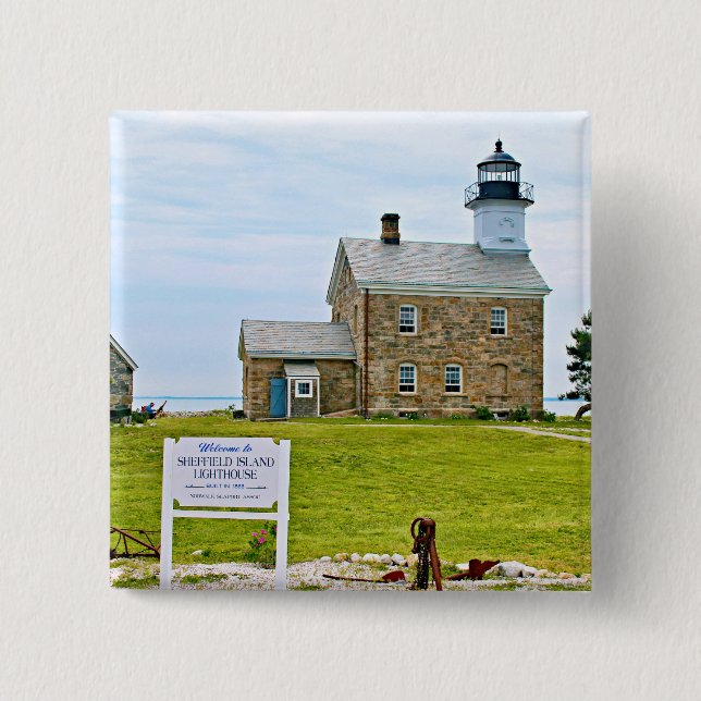 Sheffield Island Lighthouse, Connecticut Button (Front)
