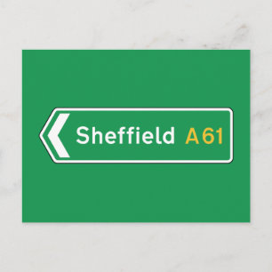 Sheffield, UK Road Sign Postcard